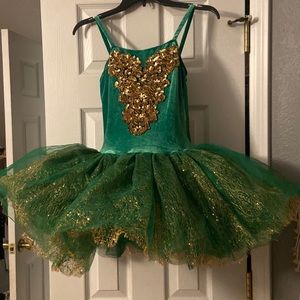 Green and gold ballet costume